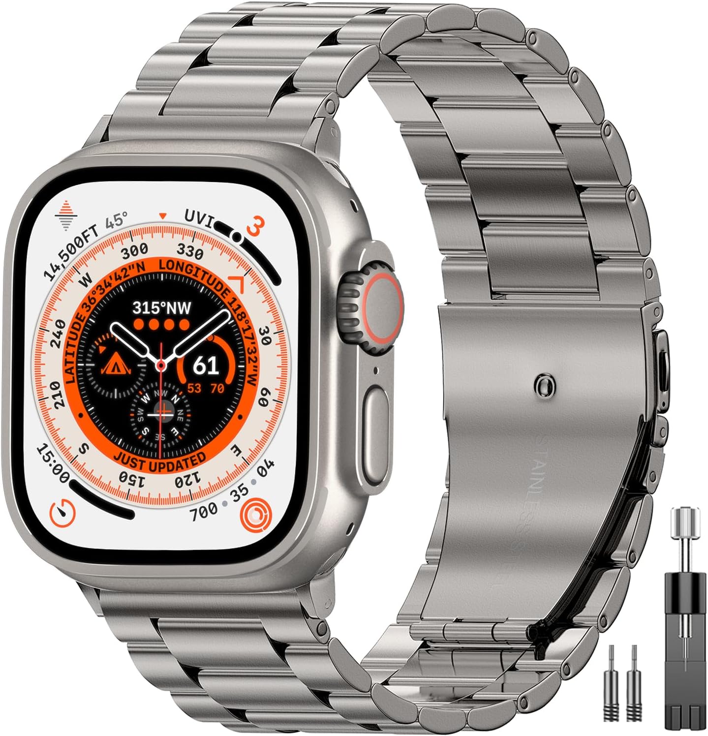 Detalle de OULUOQI Stainless Steel Apple Watch Band for 38–49mm