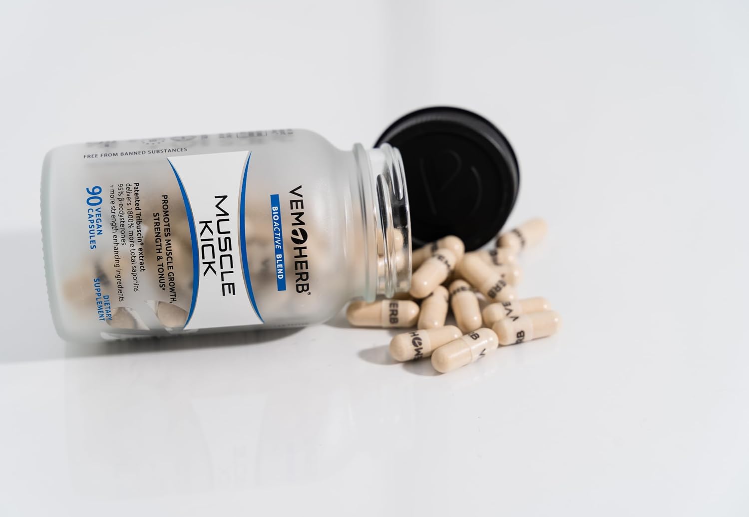 Detalle de VemoHerb Muscle Kick – Hochdosierte vegane Kapseln für Muskelaufbau und Kraft