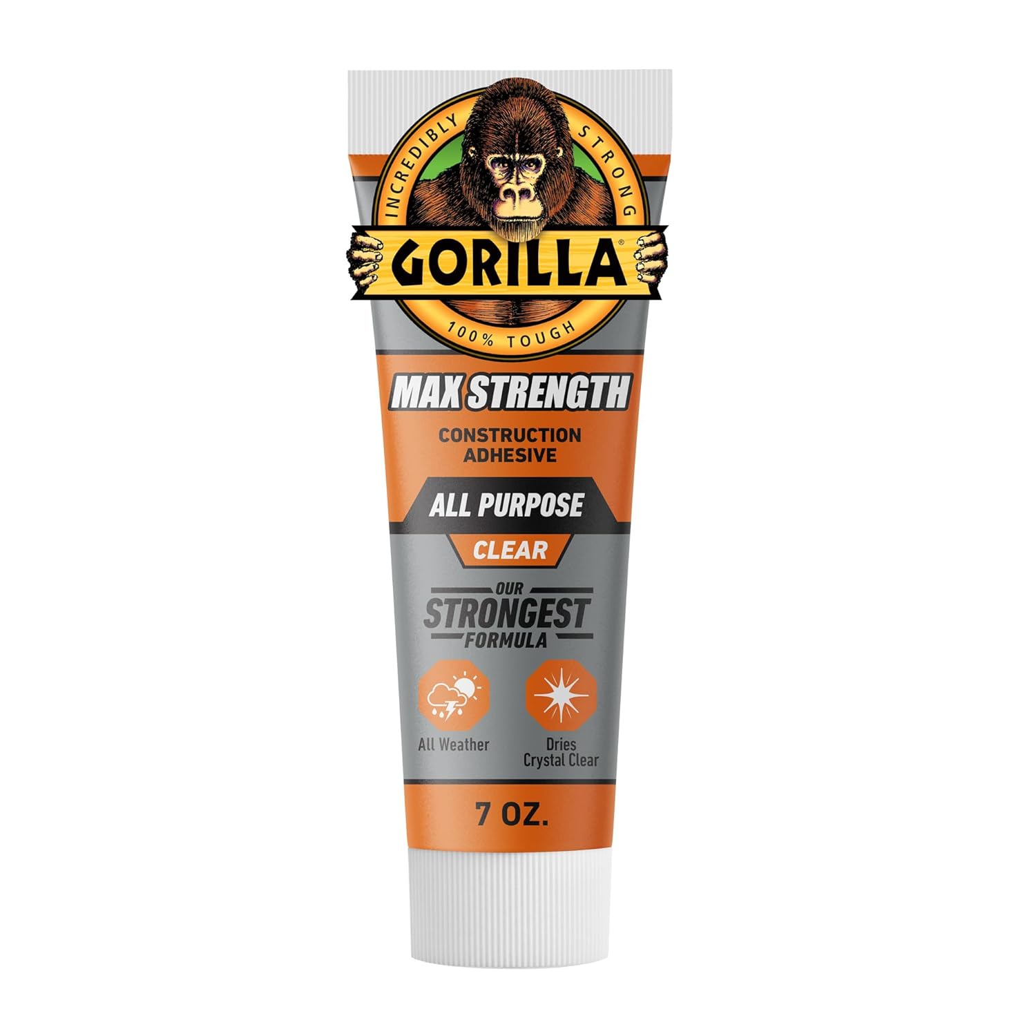 Detalle de Gorilla 120108 Clear Construction Adhesive, All-Weather, Waterproof, 207 mL