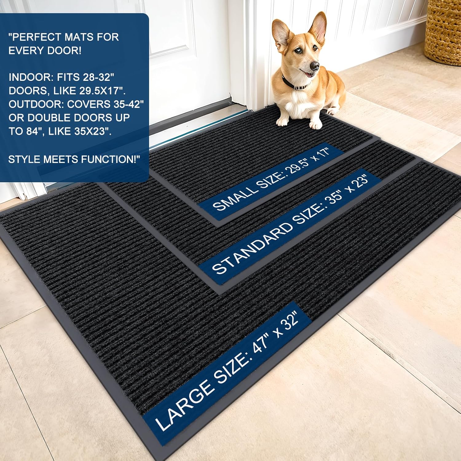Thumbnail 1 de OLANLY Front Door Mat Indoor Outdoor Entrance (59x35) — Waterproof, Fade Resistant, Low-Profile Doormat