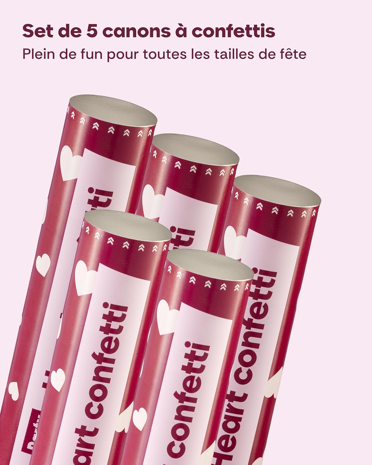 Thumbnail 4 de Partyjoker 5 Canons à Confettis Cœurs Blancs 5–8 m