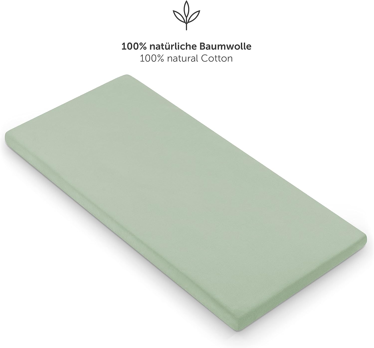 Detalle de Laleni Premium Fitted Sheet 70x140x15 cm, Cotton, Summer Green