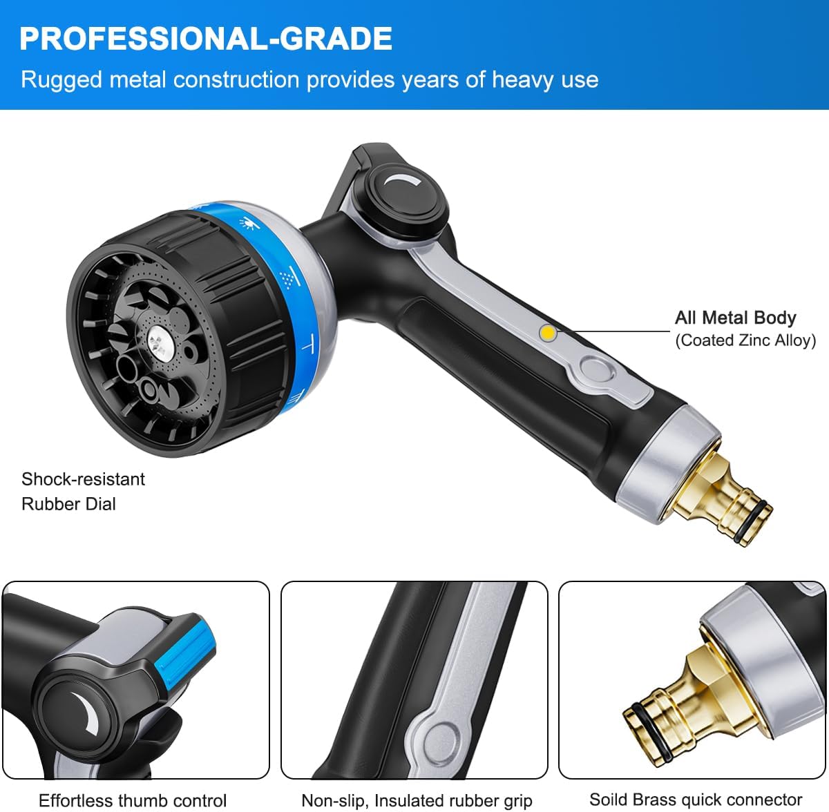 Thumbnail 3 de FANHAO Heavy Duty Garden Hose Spray Gun with 10 Patterns