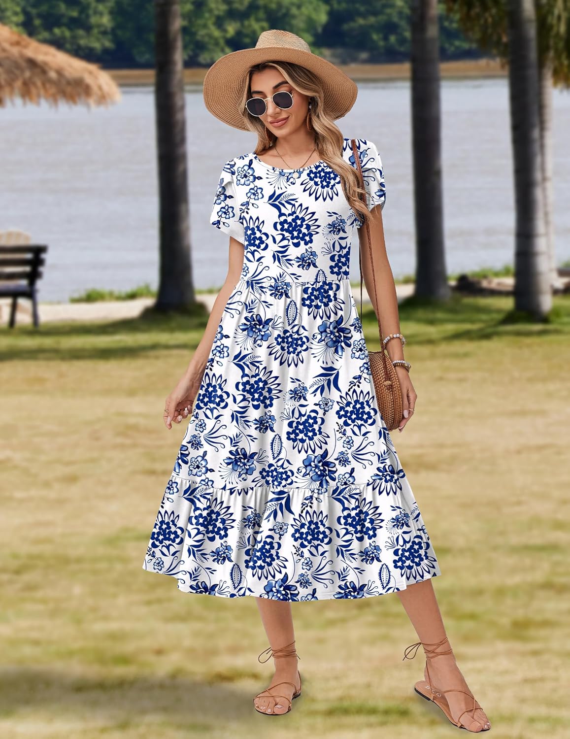 Thumbnail 2 de Zeagoo Women Summer Midi A-Line Dress with Pockets — Flowy Tiered Beach Sundress