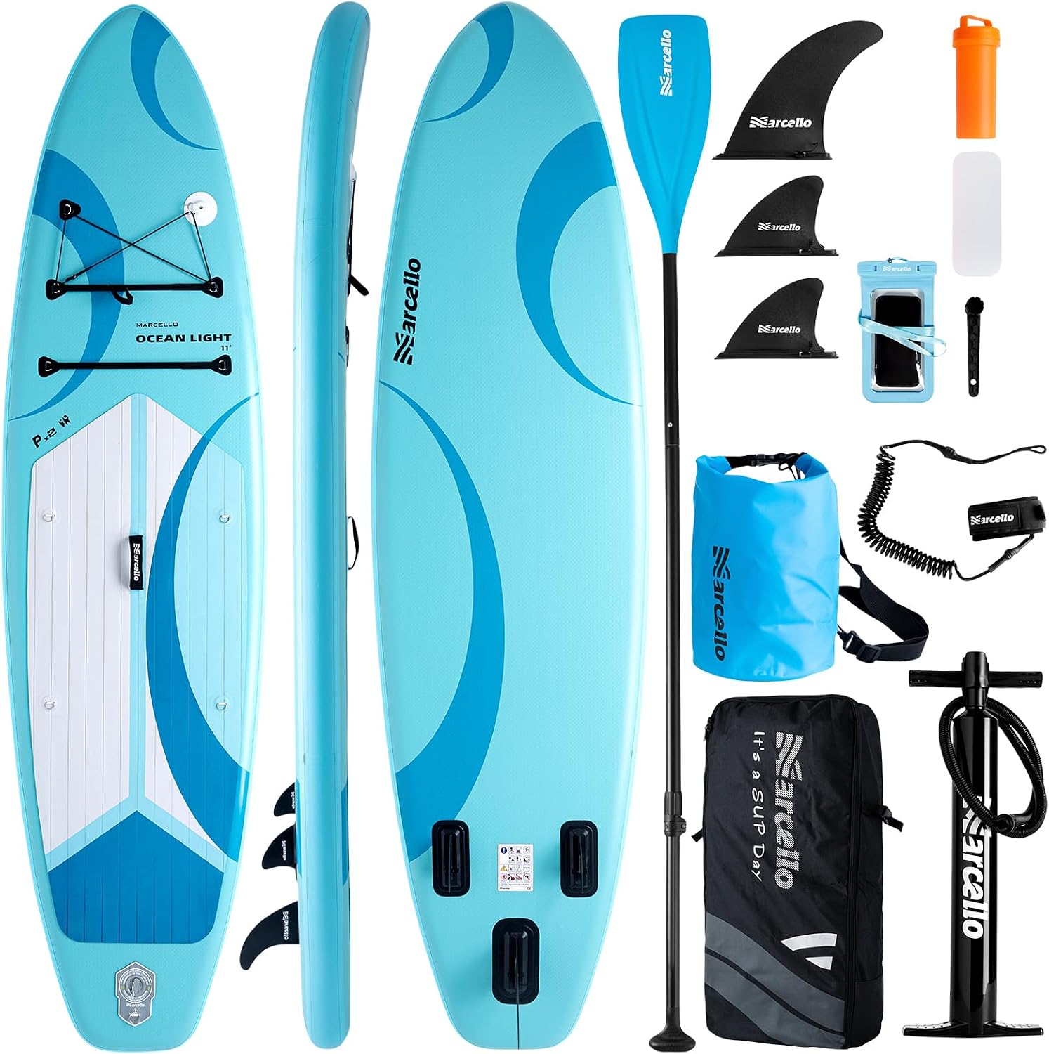 Detalle de 11’ Ultra-Wide Inflatable Paddle Board (11’ x 35” x 6”) by Amazon UK – stability for families, pets and gear