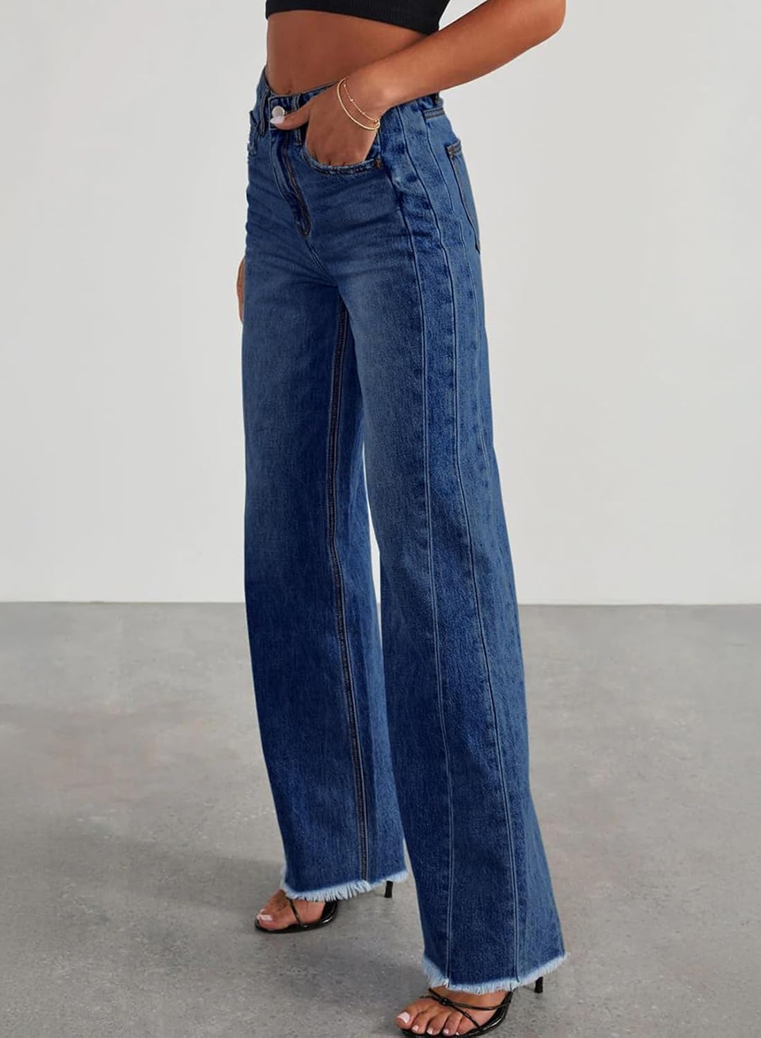 Detalle de SIDEFEEL Zimbaplatinum high waist wide leg jeans