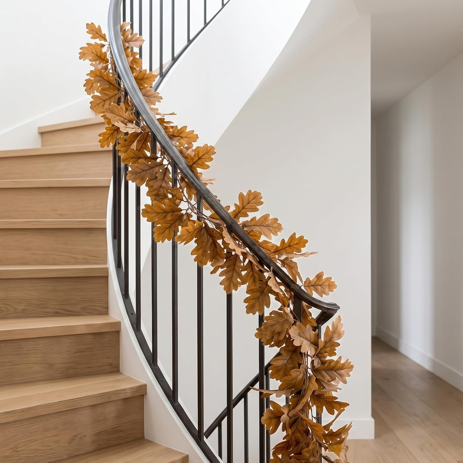 Thumbnail 6 de MeDemcor MEZW-127-JUY fall-2pcs Artificial Autumn Maple Garland, 8 ft, Yellow