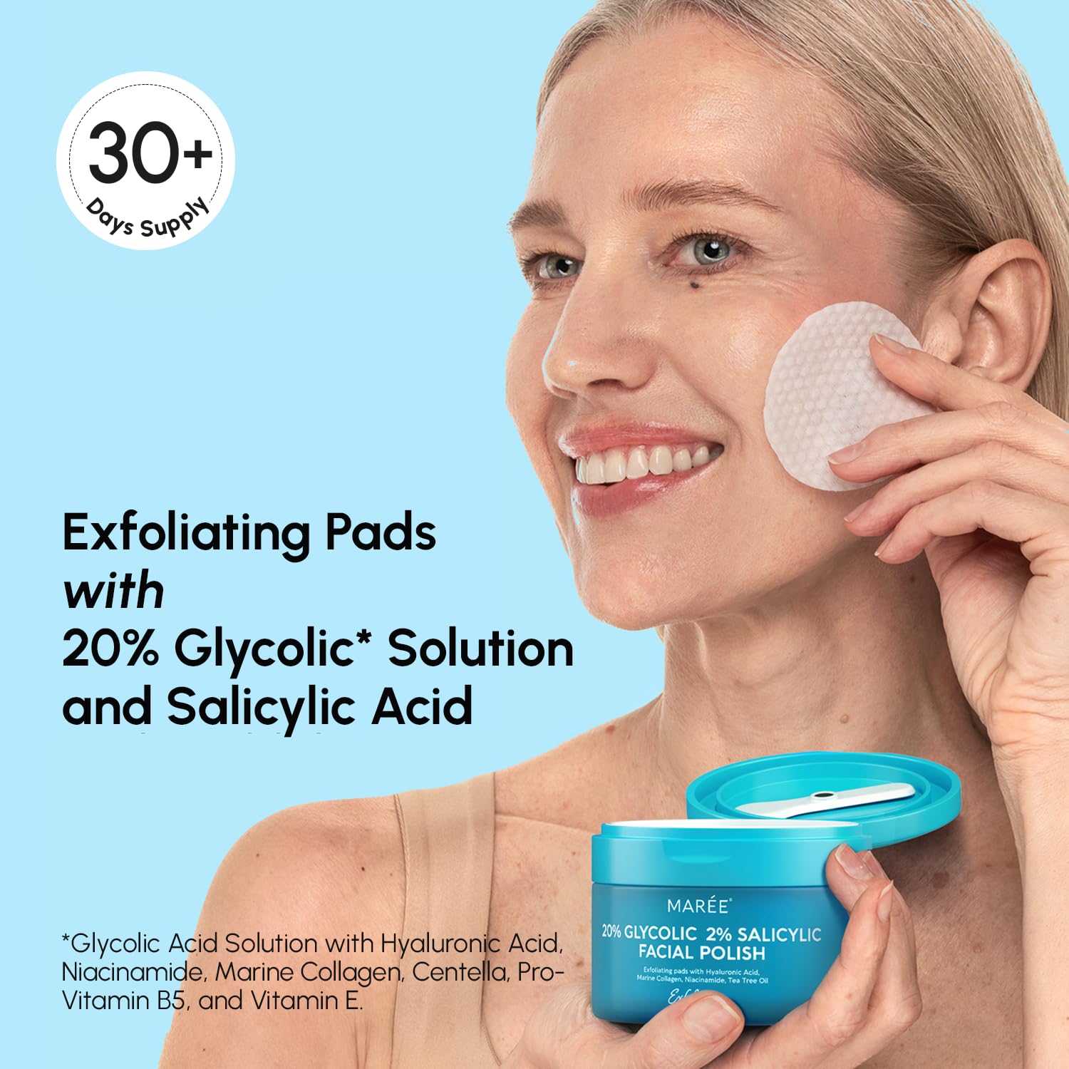 Thumbnail 1 de MAREE Glycolic Acid Pads & 2% Salicylic Acid – Dual-Action Exfoliating Toner Pads (50 Count)