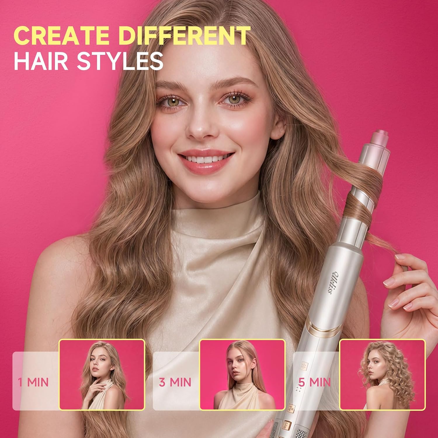 Detalle de UKLISS Hairstyler 8-in-1 Set: Pro Airstyler & Haartrockner mit Air Brush – All-in-One Multistyler für alle Haartypen