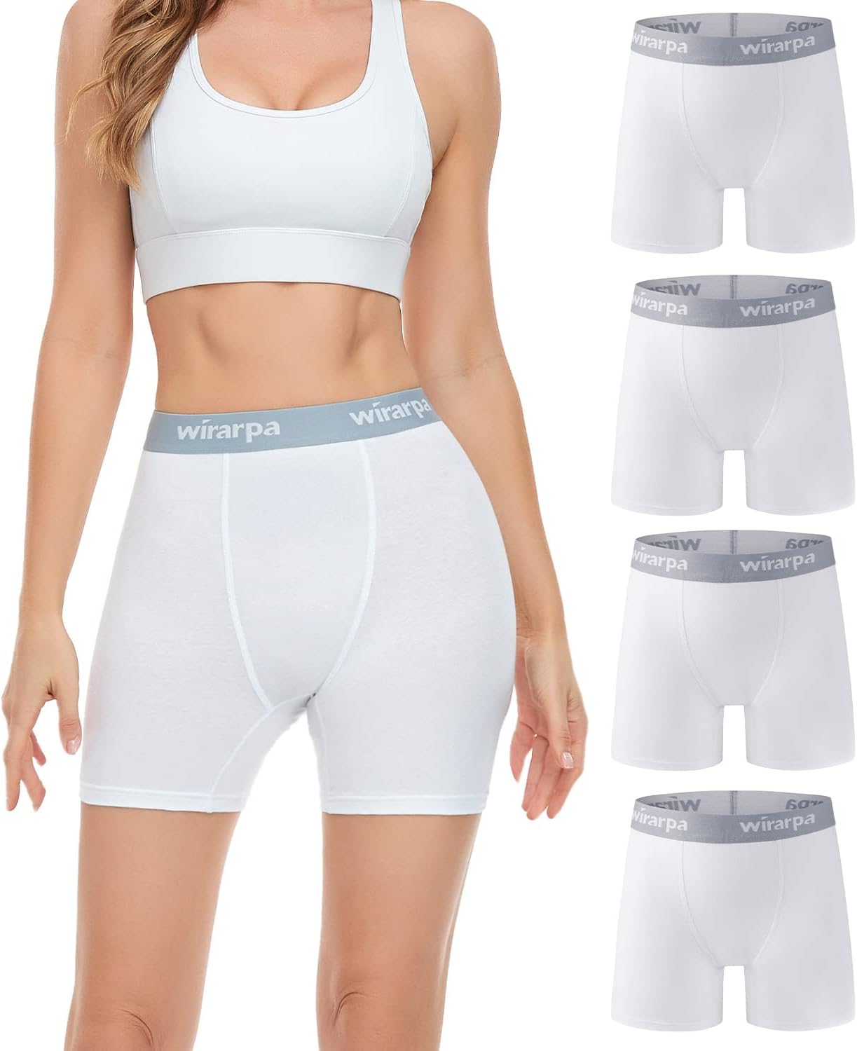 Thumbnail 6 de wirarpa Pantaloncini sottogonna da donna in cotone elasticizzato, boxer antisfregamento (confezione da 4)