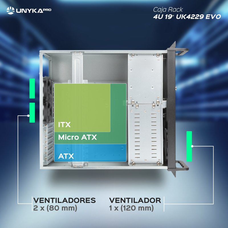 Detalle 2 de UNYKAch UK4229 EVO Rack 19" 4U USB 3.0 480 mm
