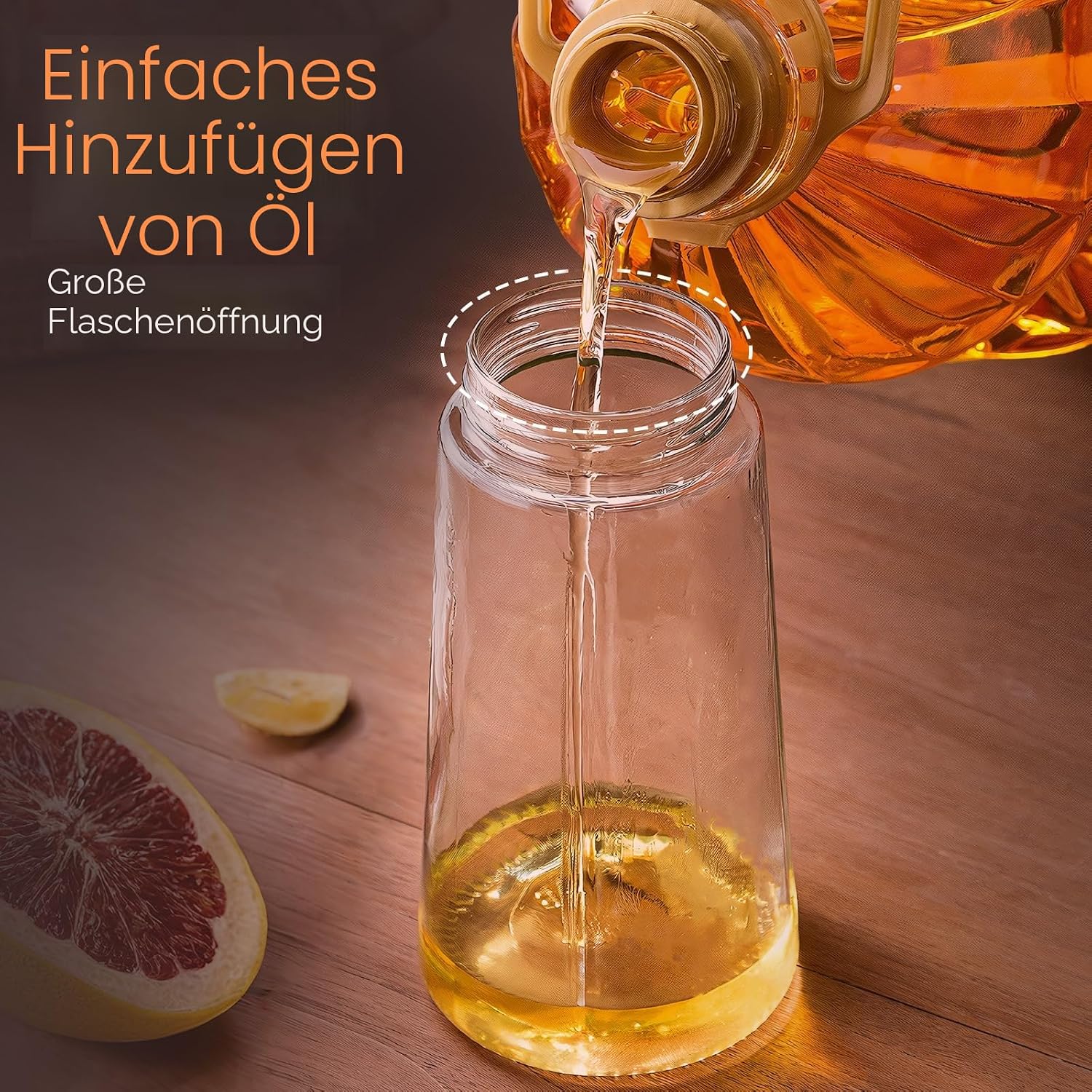 Detalle de YARRAMATE 2-in-1 Ölsprüher für Speiseöl (Cremefarben) – 470 ml Öl-Sprühflasche lebensmittelecht