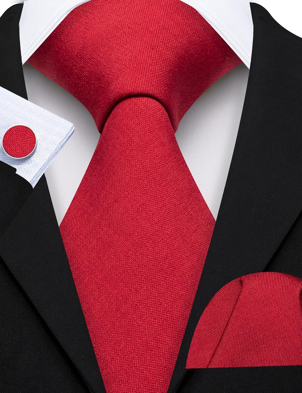 Detalle de Barry.Wang Solid Colour Ties for Men 7cm Skinny Cotton – Complete Set