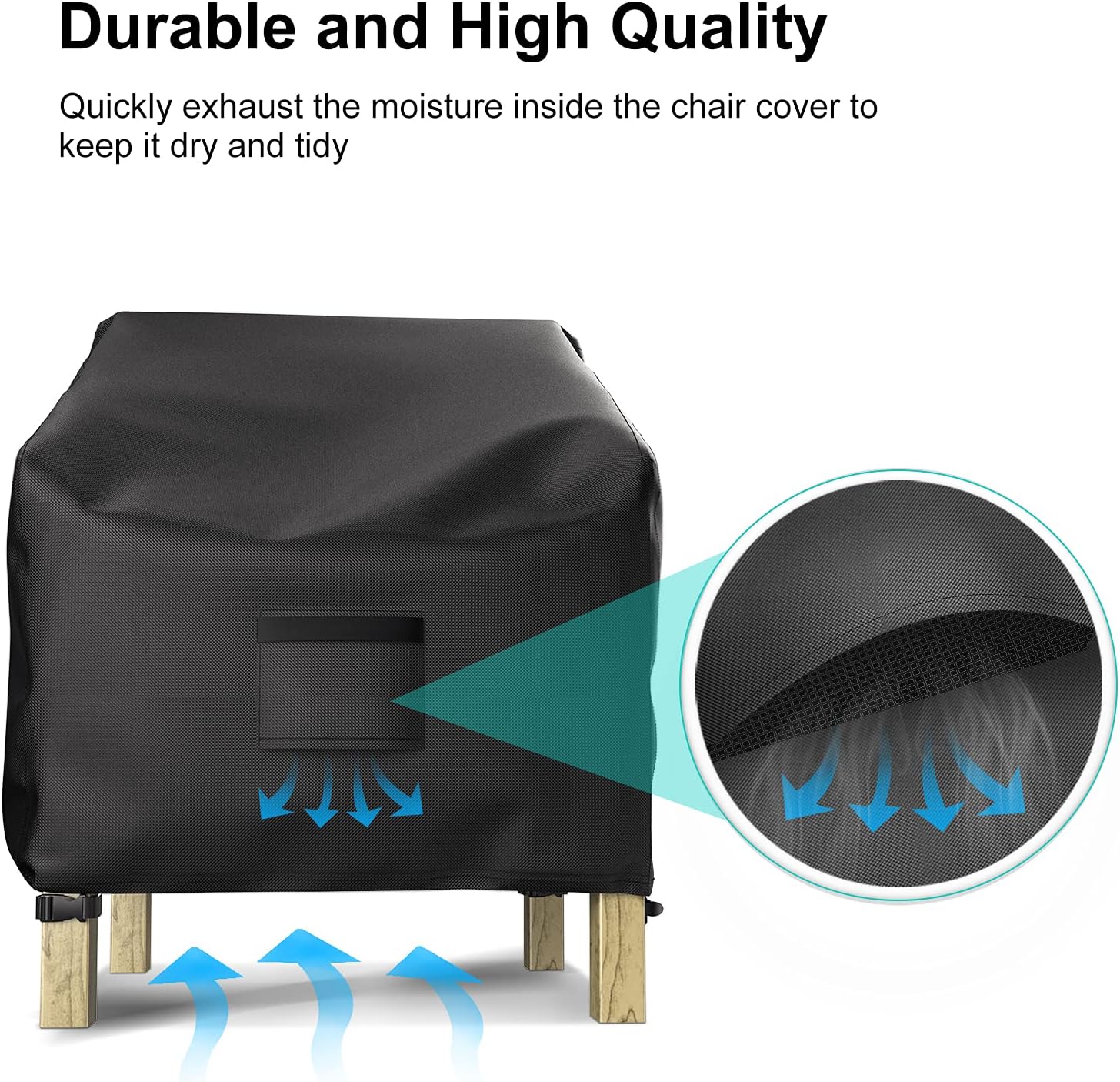 Detalle 2 de BROSYDA BSD-001 Outdoor Patio Chair Covers, 2-Pack Waterproof Oxford, Black