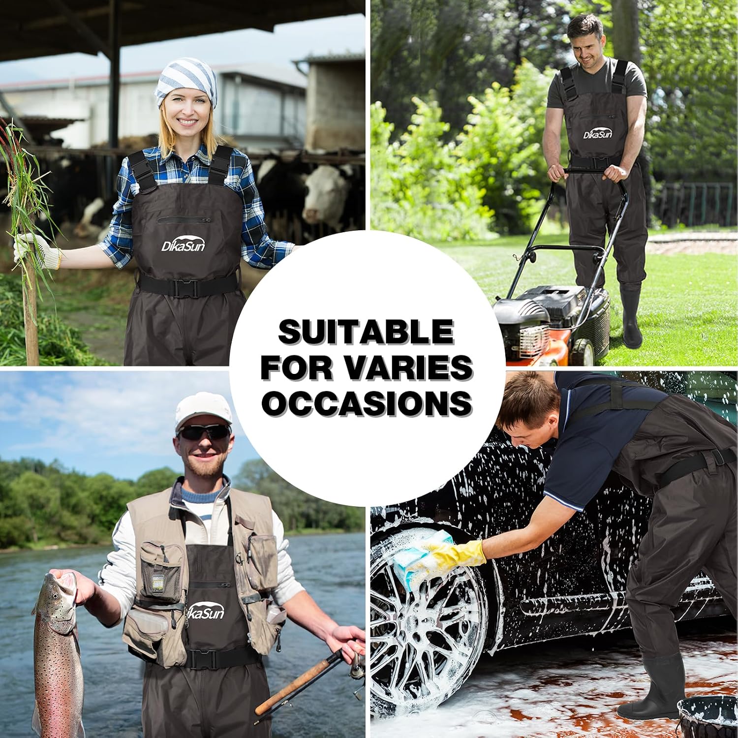 Thumbnail 6 de DikaSun Fishing Chest Waders, Waterproof 2-Ply Nylon/PVC Bootfoot, Brown, M9/W11