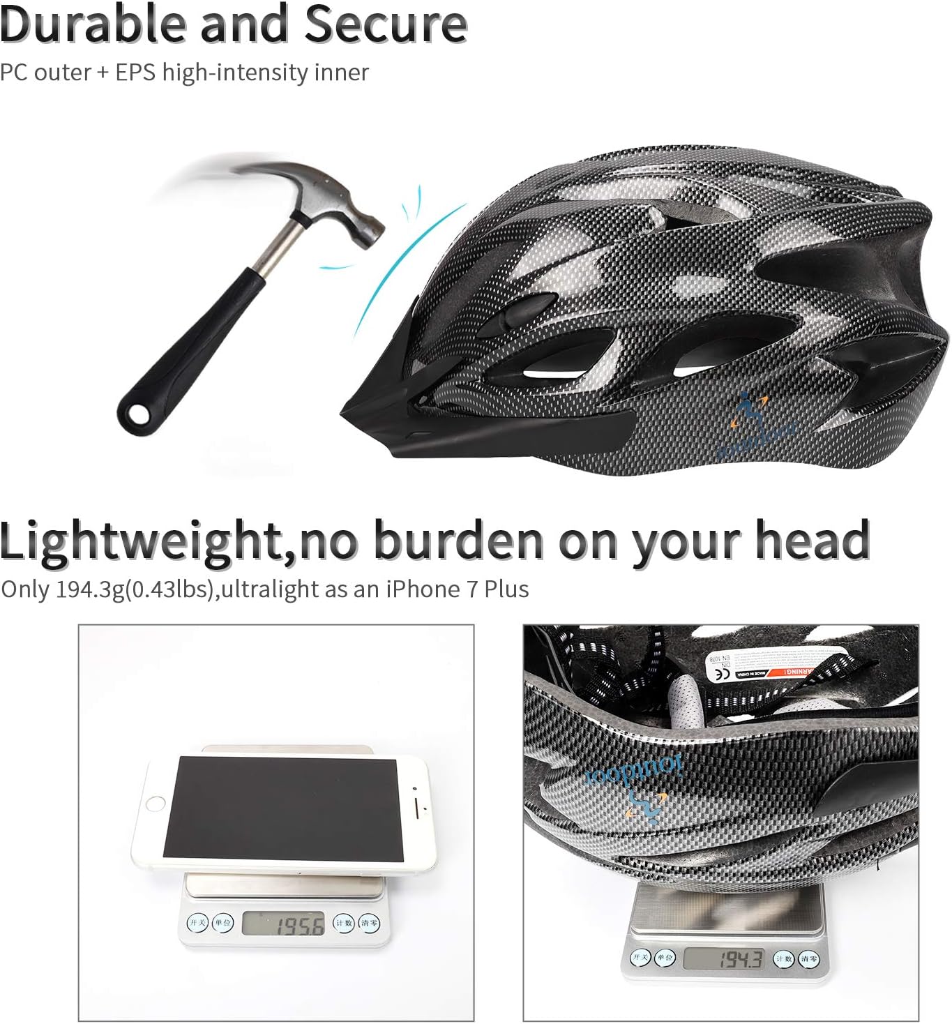 Thumbnail 5 de ioutdoor Erwachsenen-Fahrradhelm (CE EN1078) mit abnehmbarem Visier, EPS/PC und verstellbarem Kopfband 56–62 cm