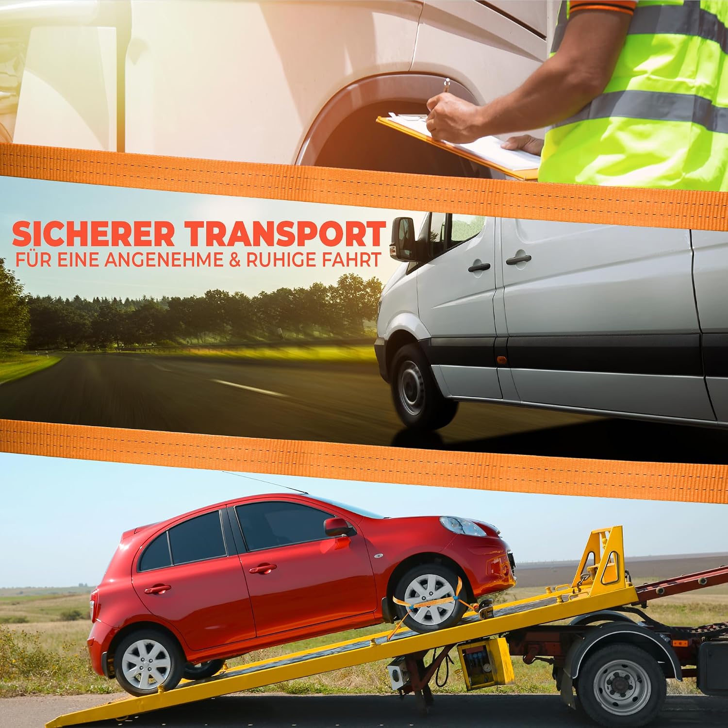 Thumbnail 4 de 4 Stück Spanngurt für Auto-Transport-Set | 35 mm, Länge 3300 mm, 3000 daN | EN12195-2