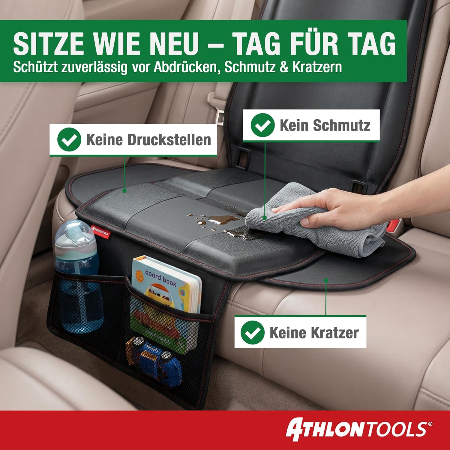 Thumbnail 1 de ATHLON TOOLS Kindersitzunterlage Auto mit Seitenschutz – gepolstert, ISOFIX-kompatibel