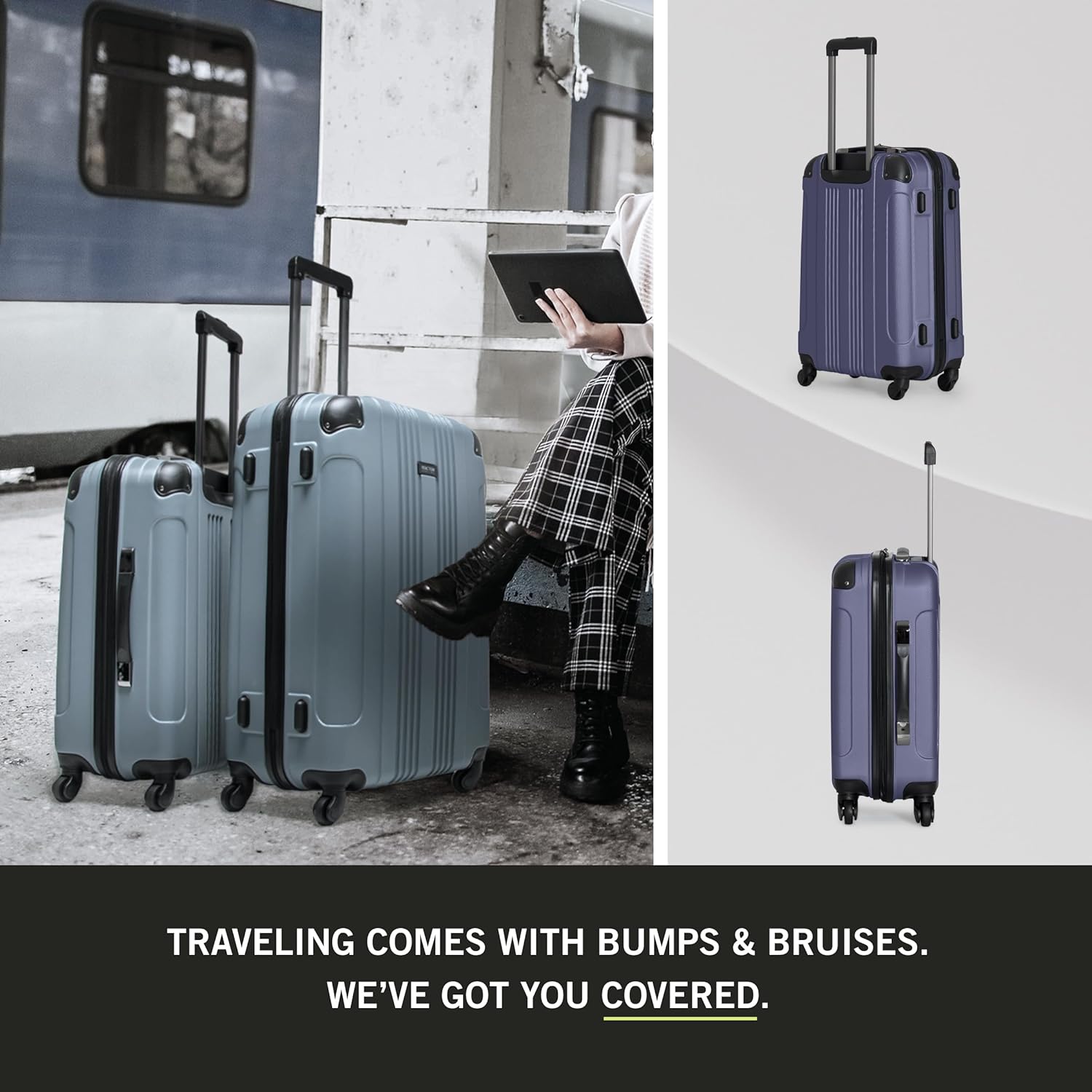 Thumbnail 1 de Kenneth Cole REACTION Out of Bounds Lightweight 4-Wheel Spinner Luggage (Smokey Purple, 28-Inch Checked)