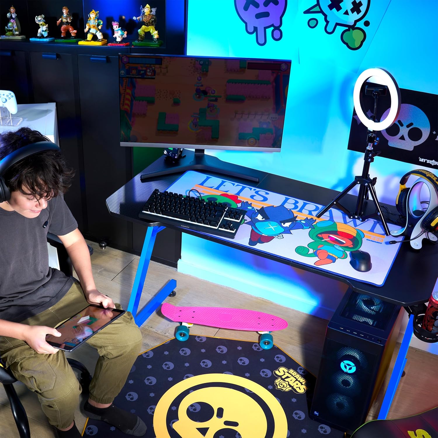 Thumbnail 5 de SUBSONIC tappetino per mouse XXL 90x40 cm con base antiscivolo e bordi cuciti (Brawl Stars, malva)