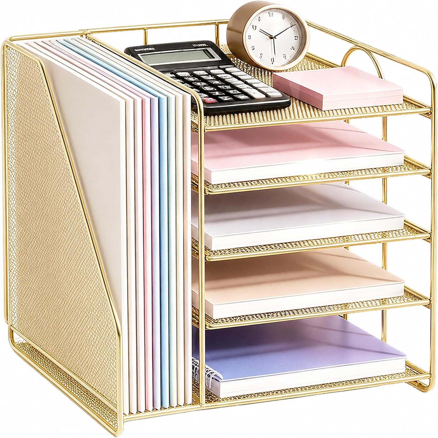 Detalle de OPNICE Desk Organizer 5-Tier Metal Letter Tray, Gold