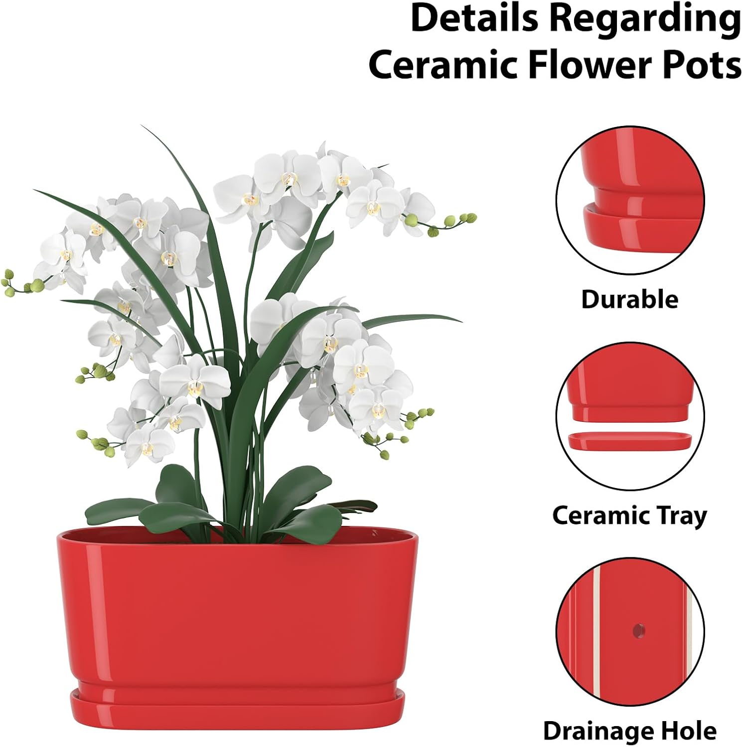 Detalle de XiHuaer Ceramic Planter, 13-inch