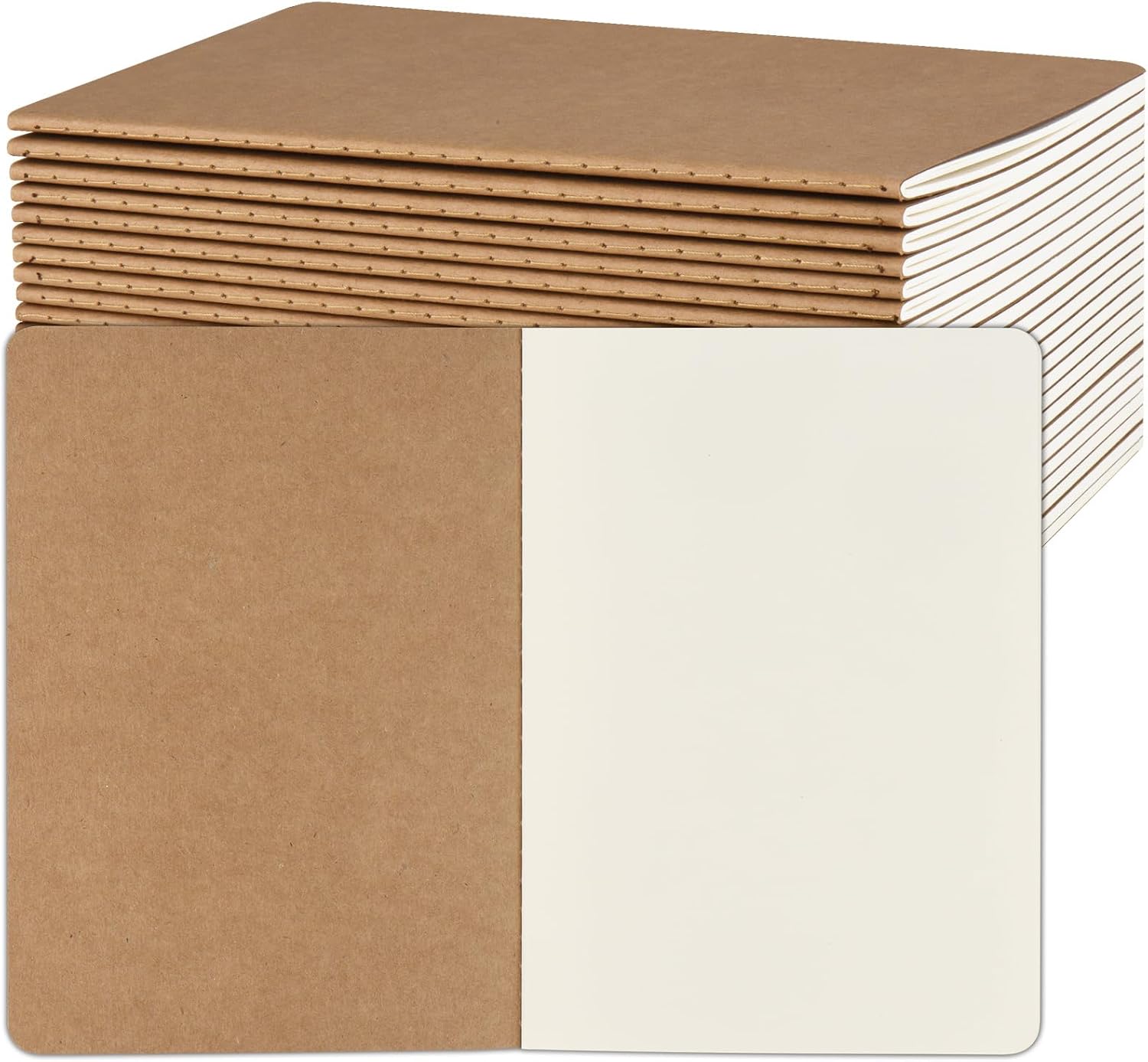 Detalle de ZCZN Notizbuch A5 blanko (24er Pack) mit Kraft-Cover und FSC-Papier