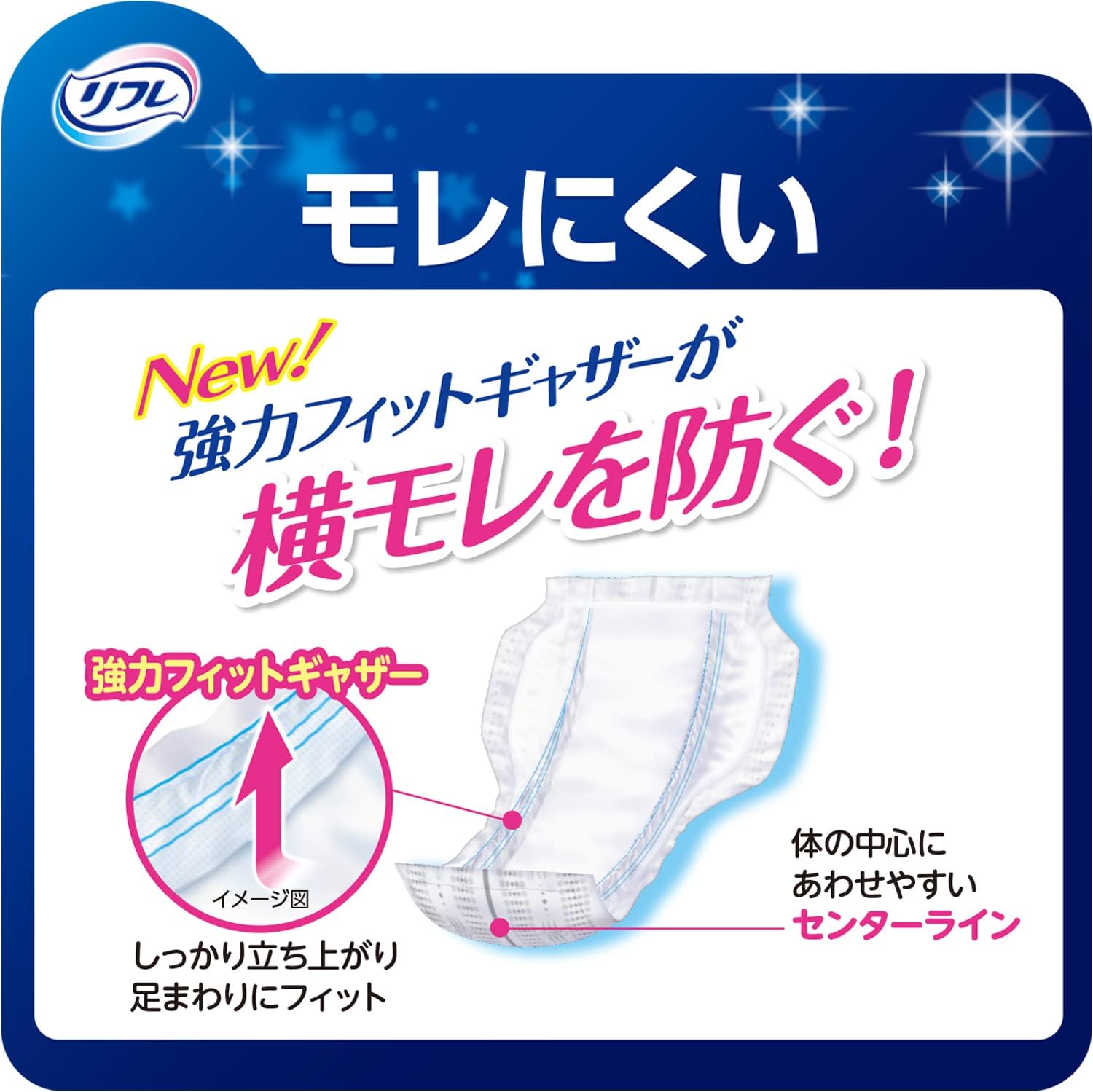 Detalle de リフレ お肌のことを考えた1枚で一晩中安心パッド 4回吸収 42枚 ケース販売