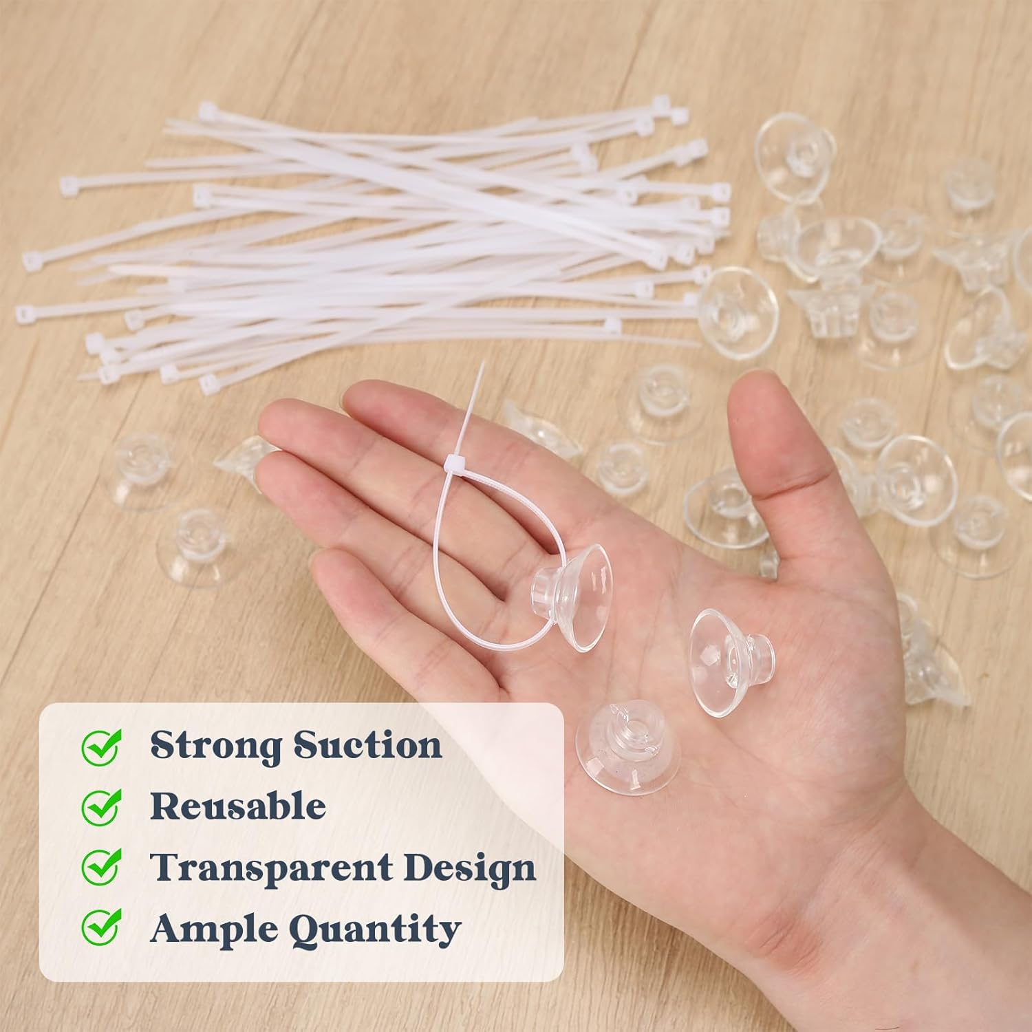 Thumbnail 3 de 40 Pcs Aquarium Suction Cups with 40 White Cable Ties – Practical Set for Tank Accessories