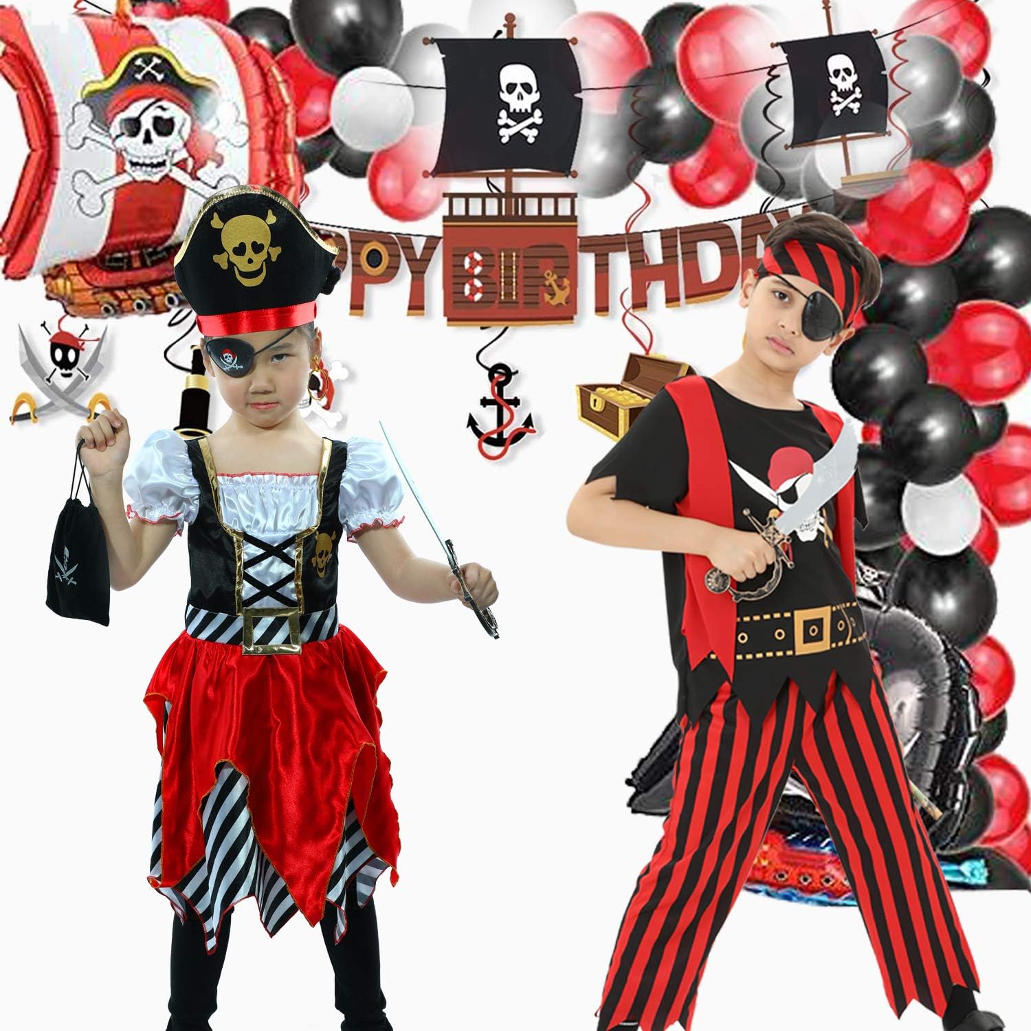 Detalle 2 de Sincere Party Girls Pirate Costume Deluxe Set for 5-6 Years