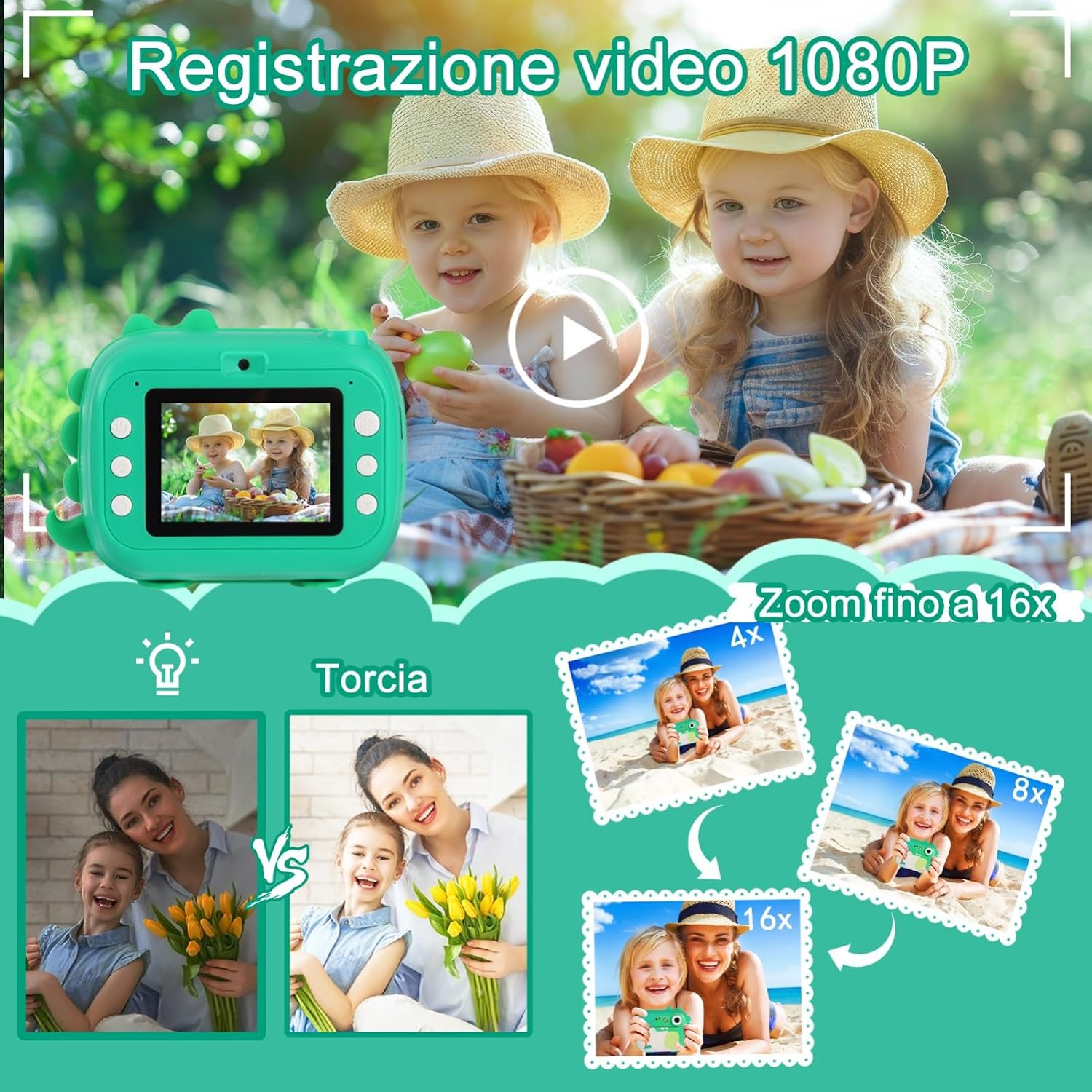 Detalle de ARNSSIEN M3 macchina fotografica istantanea 1080P 2,4" per bambini