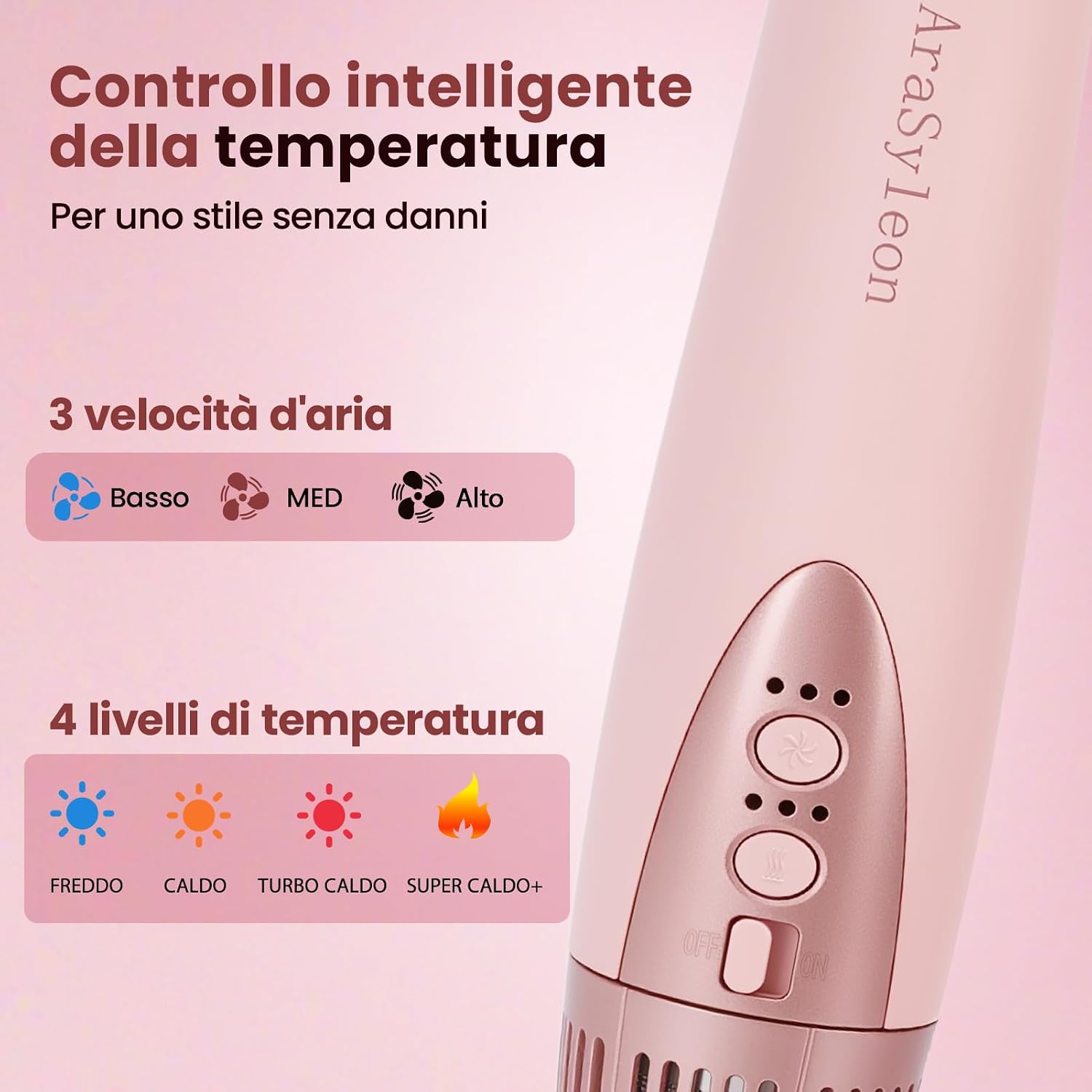 Detalle 2 de AraSyelon 9 in 1 Styler Multifunzione per Capelli con aria calda e ferro arricciacapelli automatico 32 mm