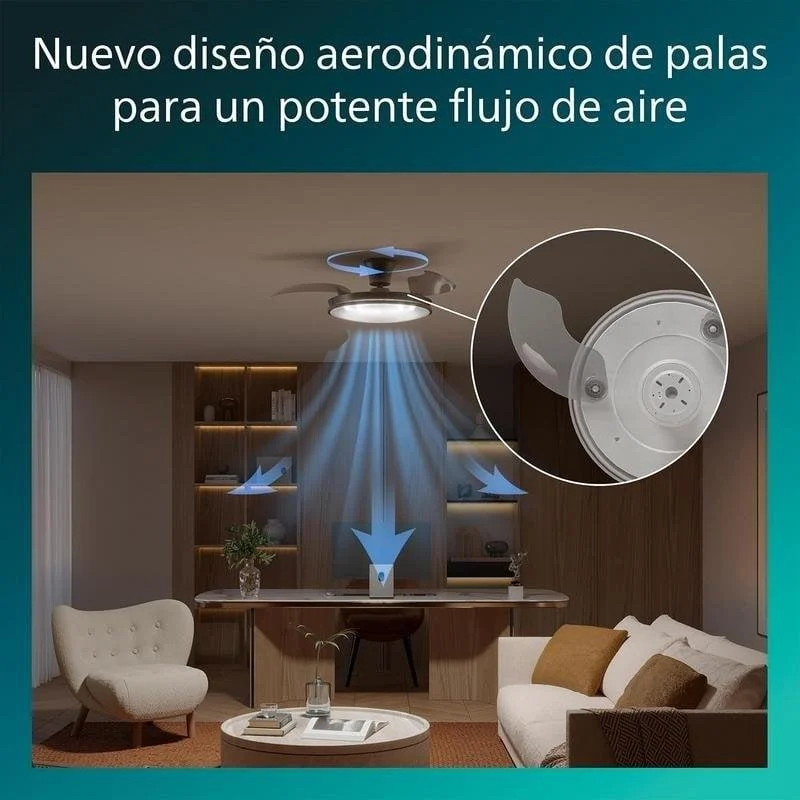 Detalle 2 de Ventilador de techo Philips Atlas Níquel LED 106 cm – 4500 lm regulable