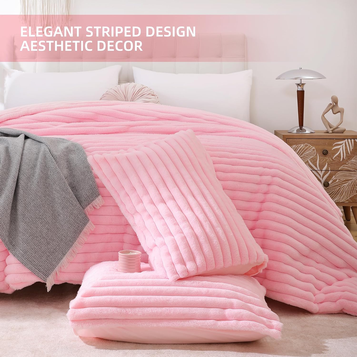 Detalle de Smoofy Fluffy Queen Comforter Set 90x90 Pink