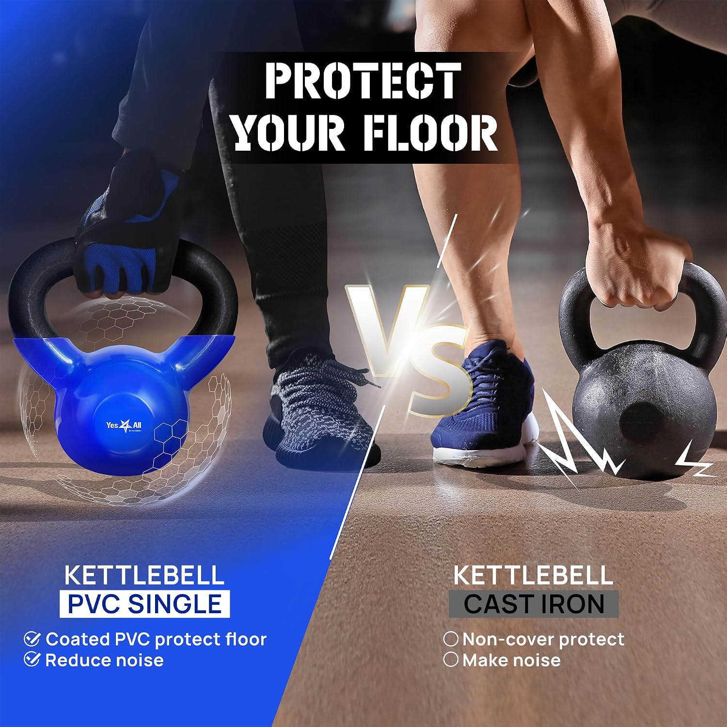 Detalle 2 de Yes4All Kettlebell 5-100 LB 🏋