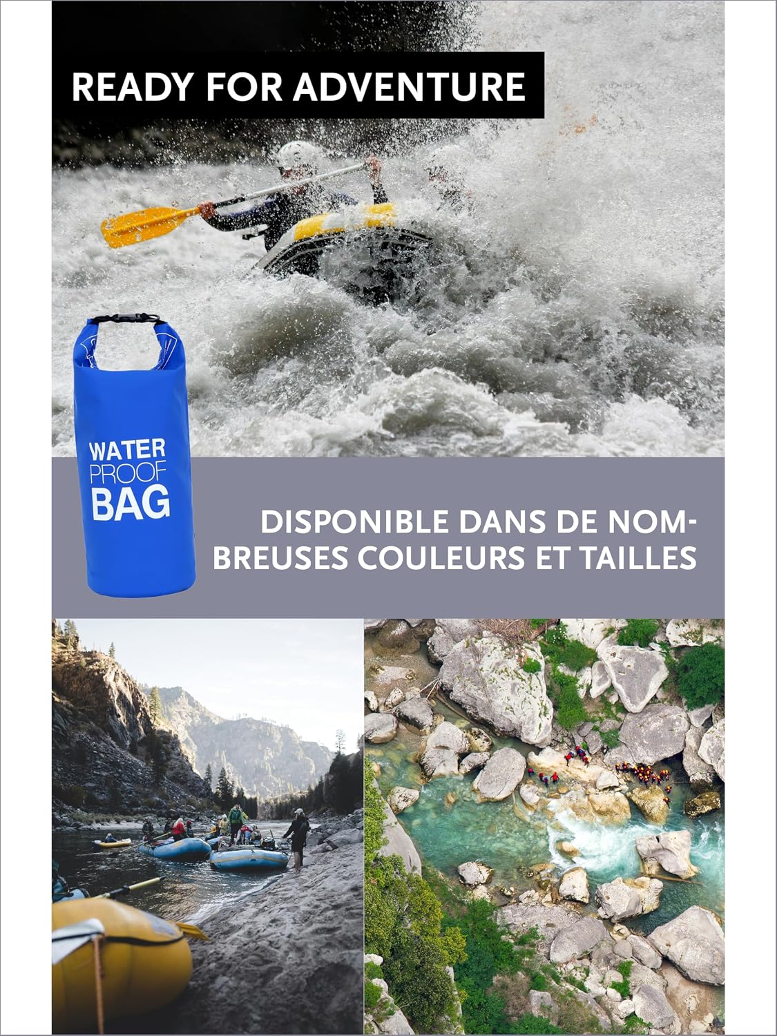 Detalle de DonDon Dry Bag Sac étanche 2L–30L avec bandoulière — robuste, léger et polyvalent