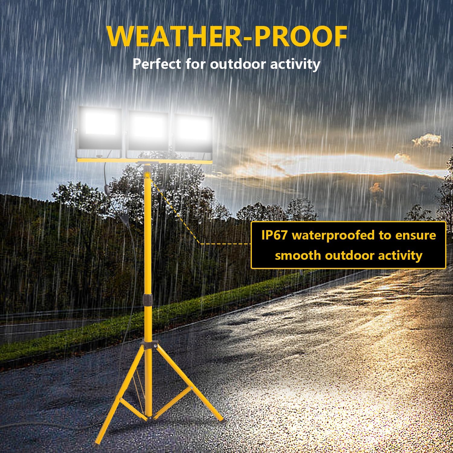 Detalle 1 de TEXTHELL TWD180W-03 LED Work Light, 36,000 Lumens, IP67, 3 Adjustable Heads