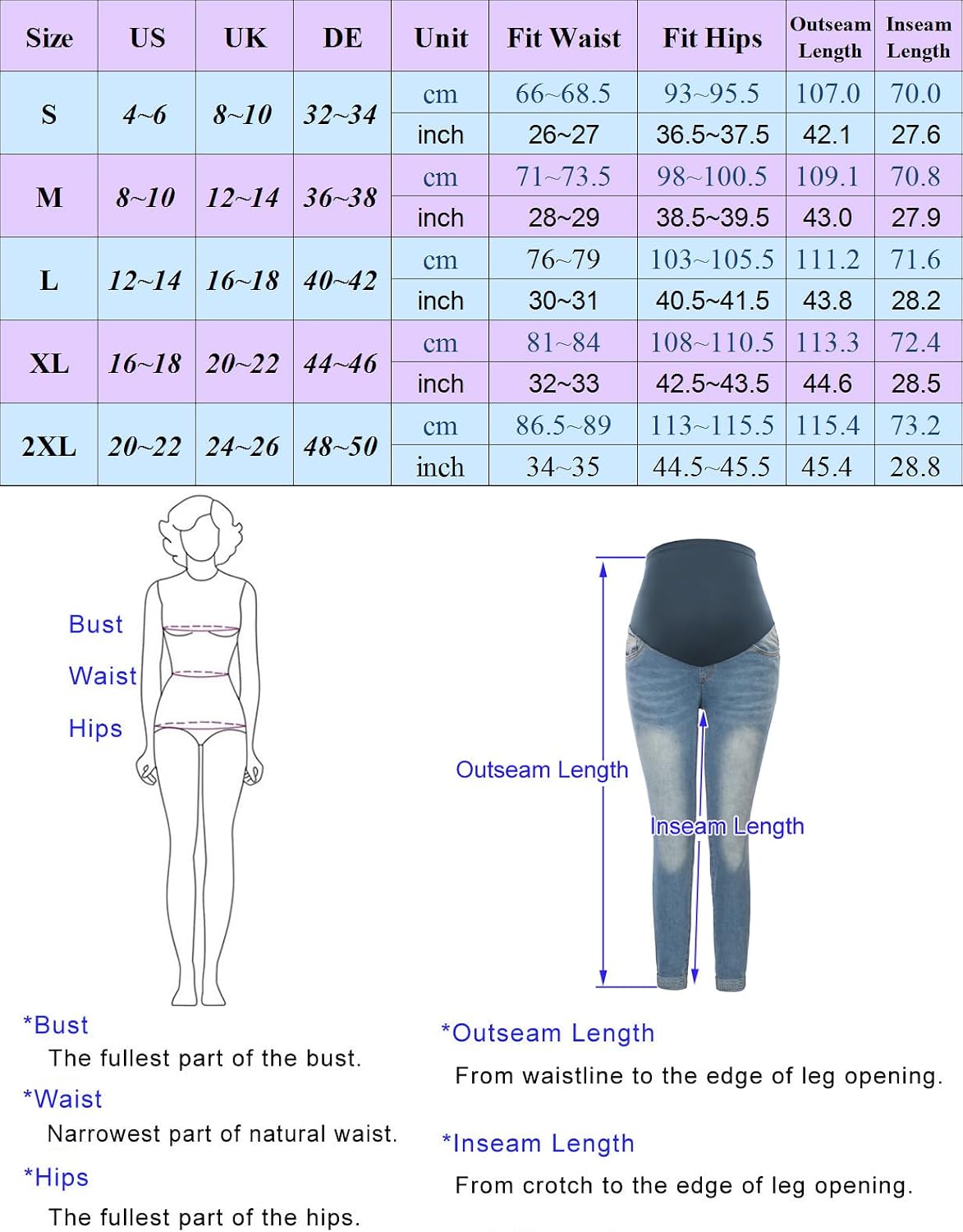Detalle de Maacie Maternity Pants Long Elastic Jeans for Pregnancy