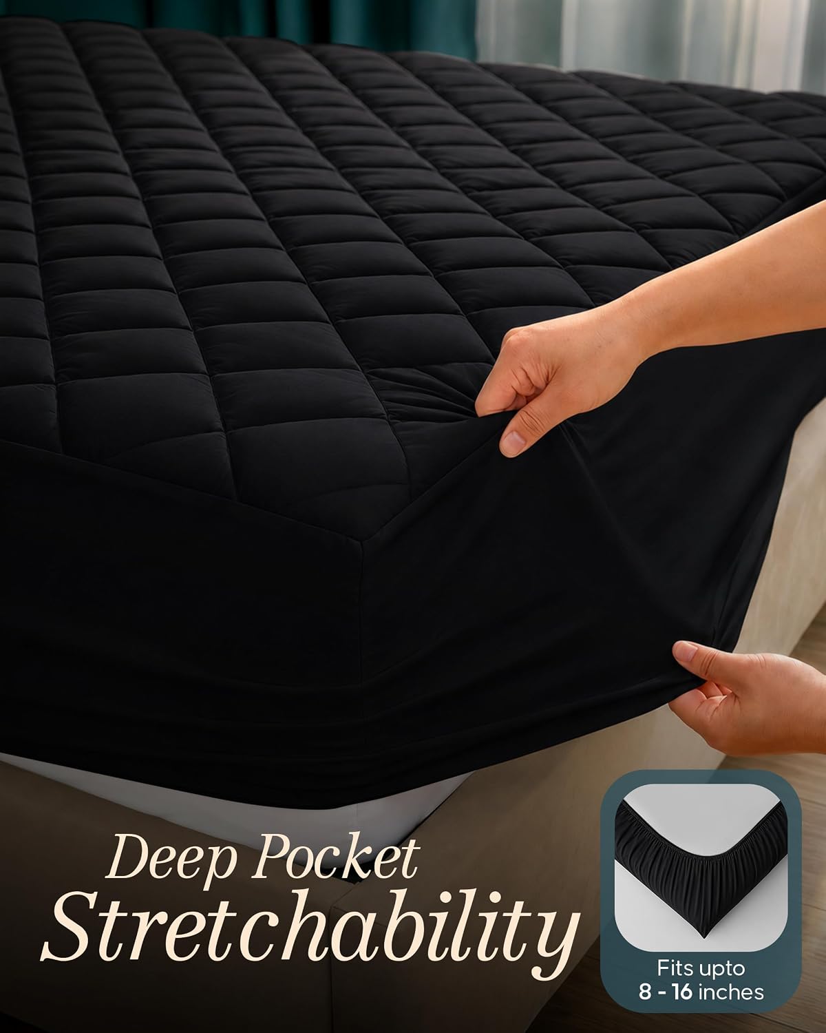Detalle de Utopia Bedding UB2452 Queen Quilted Mattress Pad, 16-Inch Deep Pocket