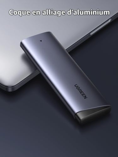 Detalle 2 de UGREEN Boîtier SSD M.2 NVMe PCIe 10 Gbit/s en aluminium, USB 3.2 Gen 2