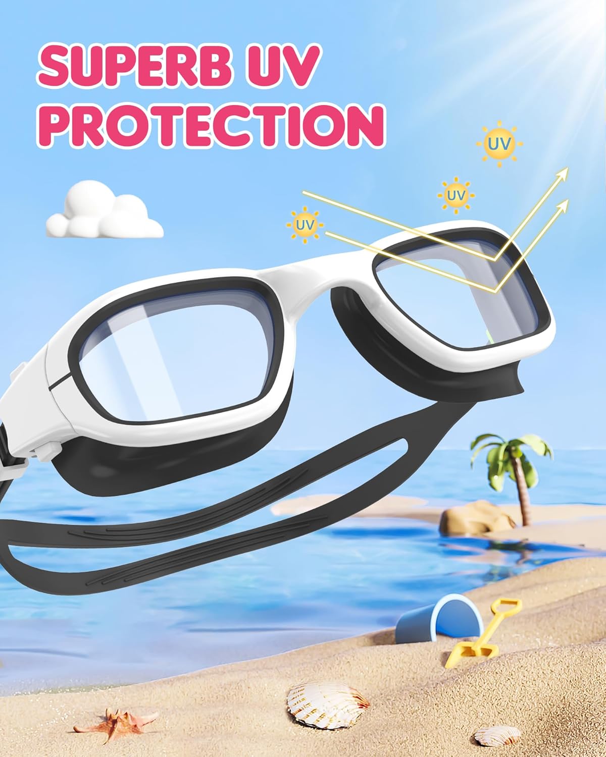 Detalle de Zeligerstar Kids Swimming Goggles: Comfortable, UV‑Protective 180° Vision for 6–14s