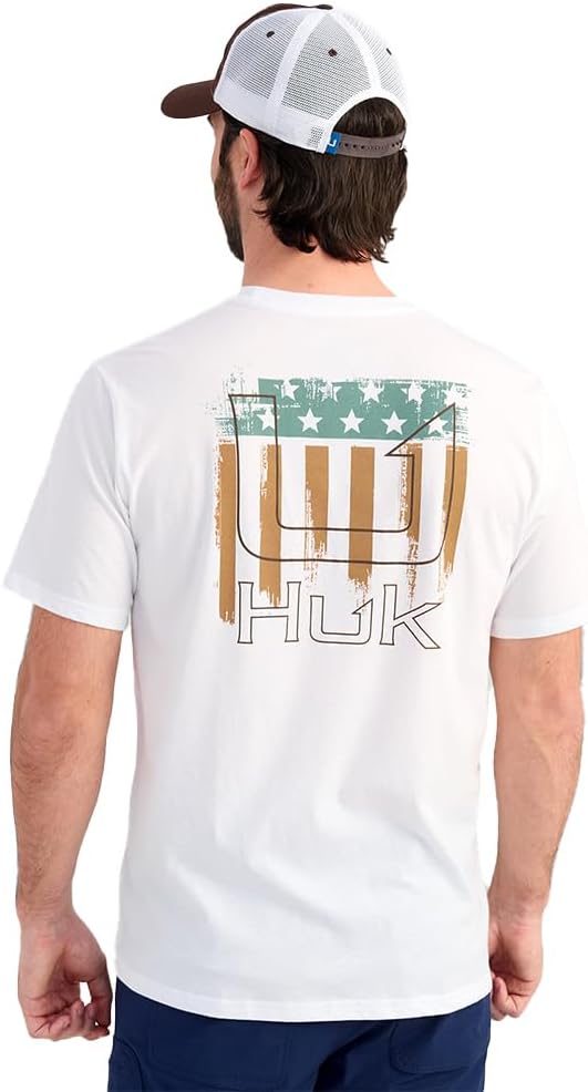 Detalle de HUK Mens Performance Fishing Logo Tee, Short Sleeve – Sun Protection & Cool Comfort