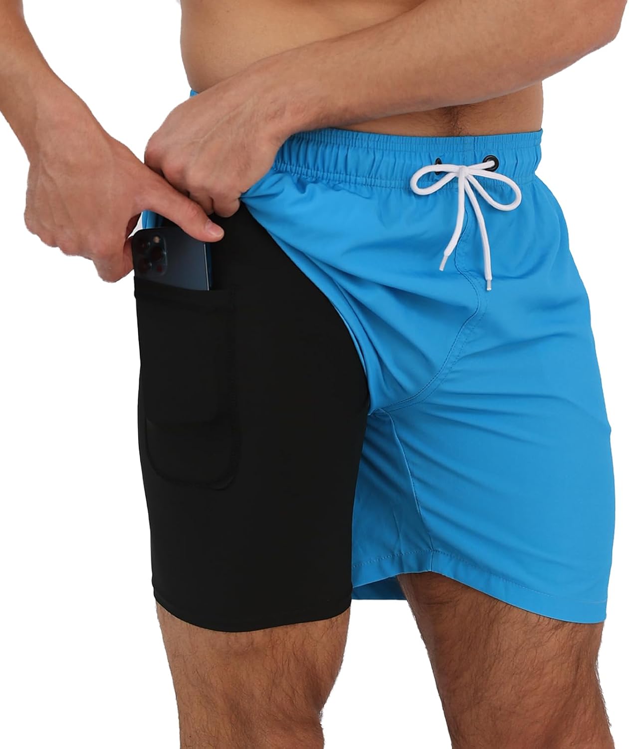 Thumbnail 6 de Arcweg costume da bagno da uomo 2 in 1 con boxer slip foderato, fodera a compressione e tasche con zip per surf