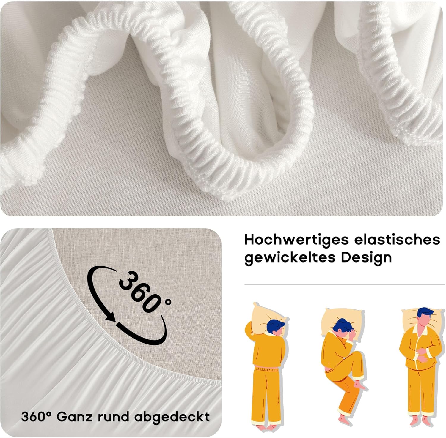 Thumbnail 4 de SONIVE Spannbettlaken Leicht – 160x200 cm, 30 cm Tiefe, atmungsaktiv, knitterfrei, Weiß