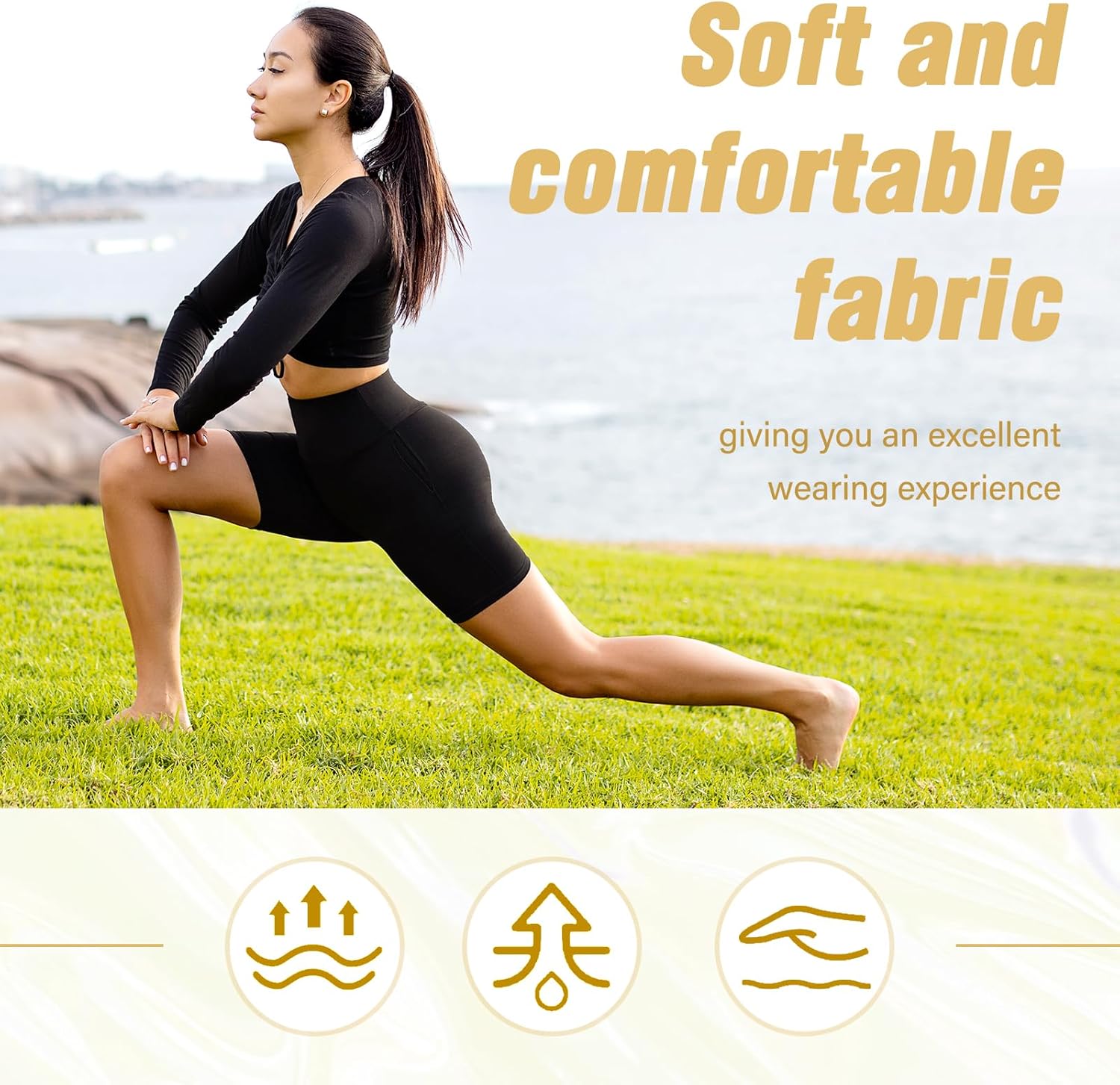 Detalle 2 de Leafigure Leggings with Pockets for Women – High-Waisted, Opaque Gym Shorts