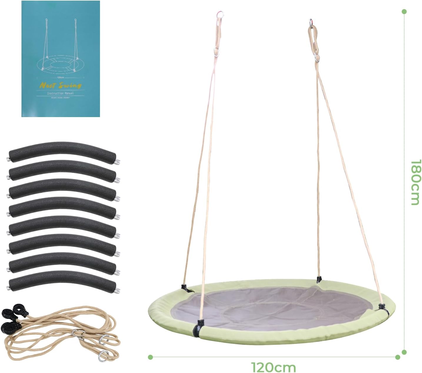 Detalle de Nestschaukel 120 cm Rundschaukel für Outdoor & Indoor – belastbar bis 300 kg