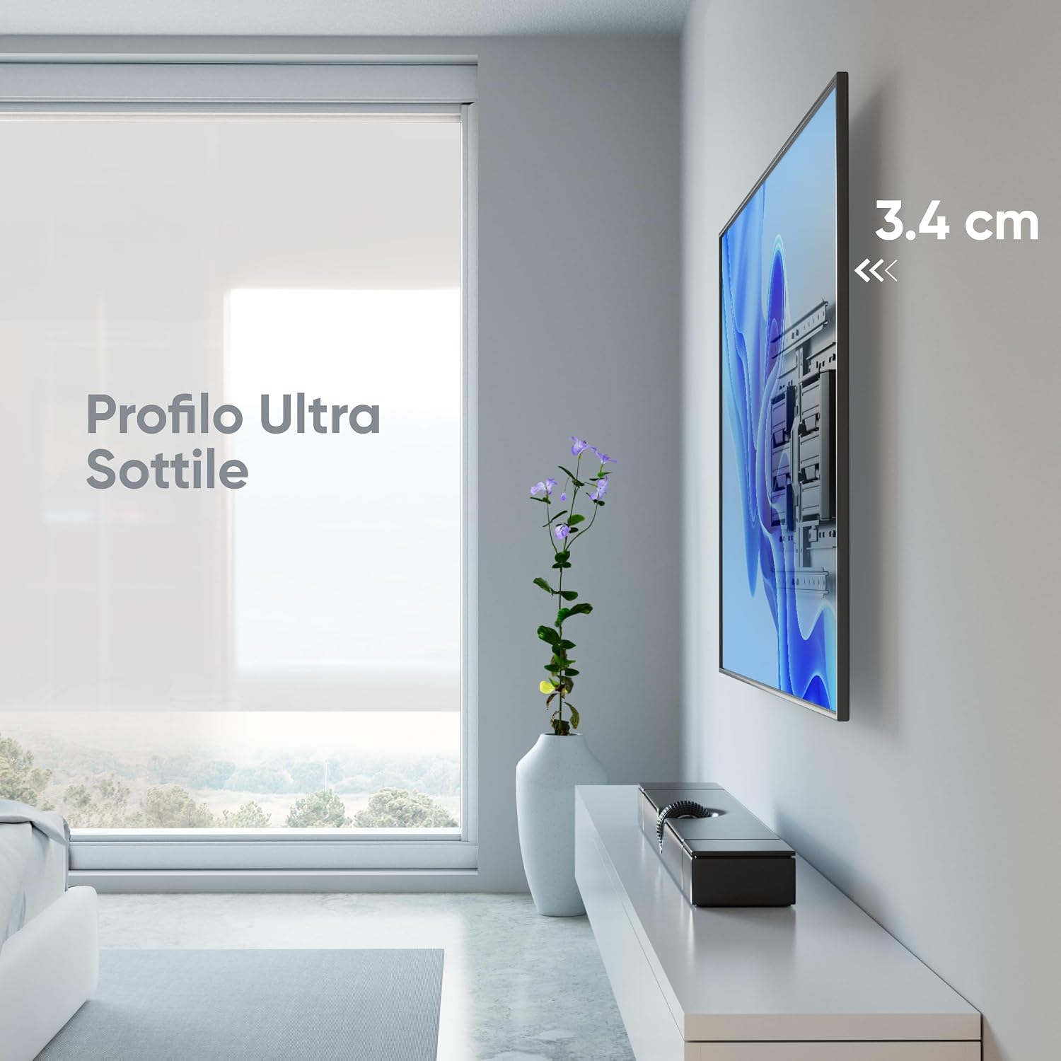 Detalle 2 de ONKRON SM6L-B Supporto TV a parete inclinabile e girevole 32–90" fino a 50 kg, VESA 200×200–600×400, nero