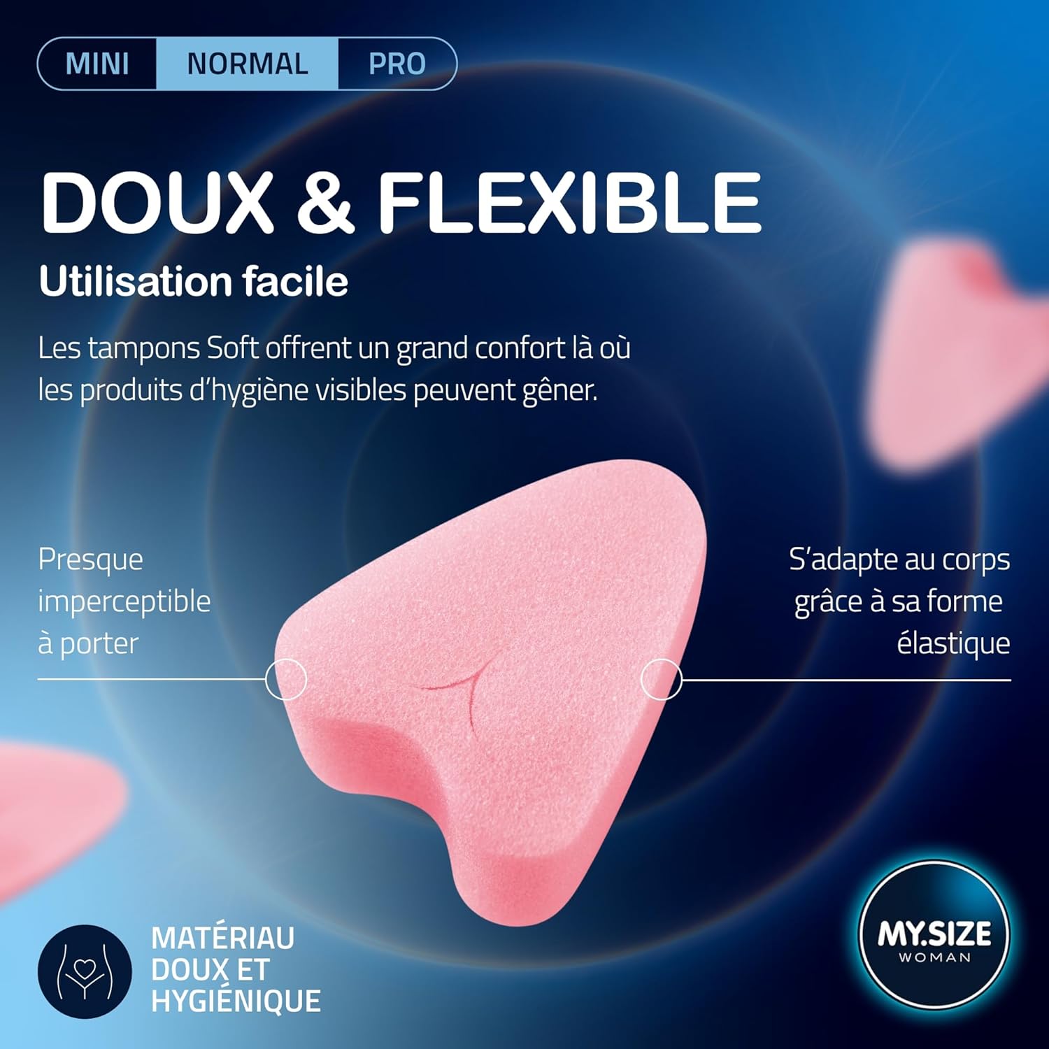 Thumbnail 3 de MY.SIZE Soft Tampons sans ficelle NORMAL (20 pièces) – confort pour le sport, l’amour et le spa