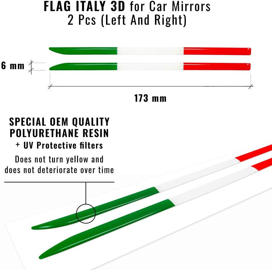 Thumbnail 2 de Stripes Strisce Adesive 3D Tricolore Italia Sagomate per Specchietti Alfa Giulia