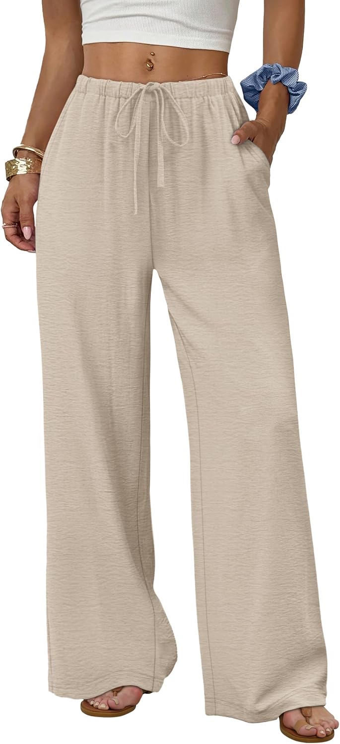 Thumbnail 6 de Aokosor Wide Leg Trousers for Women – Flowy Palazzo with Pockets and Drawstring Waist